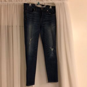Dark wash distressed jeans